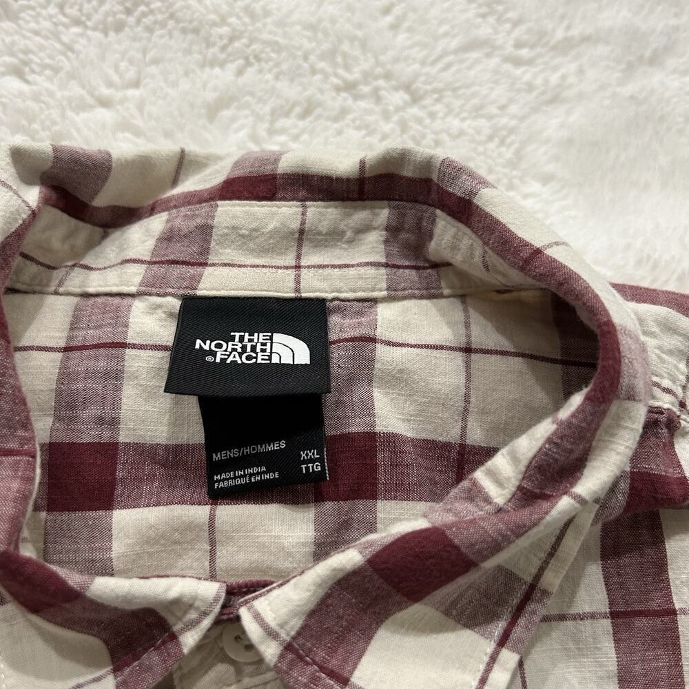 The North Face Men’s Red Plaid Short Sleeve Button Down Pockets Cotton Sz 2XL - Picture 6 of 8